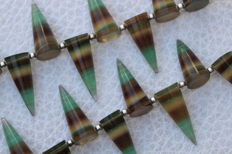 fluorite fancy gemstone 7 x 20 mm approx...natural fluorite gems 19 piece faceted Fancy FLUORITE cone gemstone beads 7 x 14 unique