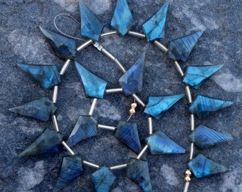 Natural 20 piece faceted drilled labradorite tie gemstone briolette beads 11 x 21 mm App. unique, labradorite beads tie, fancy beads