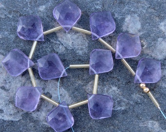 Natural, 10 piece faceted fluorite leaf gemstone briolette beads, 15x18 mm App... fluorite beads, fancy fluorite, wholesale, fluorite