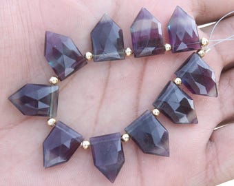 Fluorite Gemstone Faceted Briolette beads | 10 Piece Pentagon-Shape I Size- 16--17 MM I Jewelry  Setting (C6)