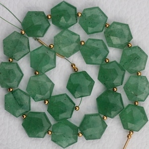 Natural, 20 piece faceted green STRAWBERRY QUARTZ gemstone hexagon briolette beads, 13x14 mm app, natural quatrz, wholesale, low price, gems