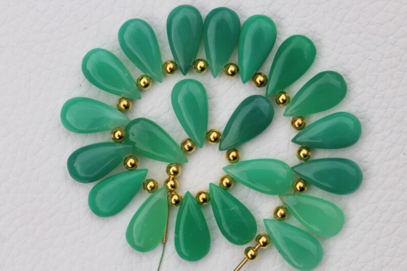 Awesome Quality rare 20 pieces smooth pear chrysoprase briolette beads 9 x 18 mm approx..Superb Item at Low Price Best quality cherolite