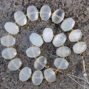 Natural 20 piece faceted white moonstone oval briolette gemstone beads 9x12 mm, peach moonstone, oval moonstone, wholesale, fancy bead