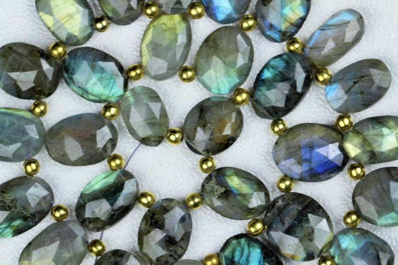 multi flashy Nice 5 x 13 x 21 mm approx 14 piece Full Flashy faceted OVAL LABRADORITE beads size 5 x 9 x 14 Natural Labradorite oval