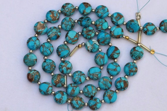 20 Piece OYSTER COPPER Turquoise Smooth Disk Shape 8 Mm Approx