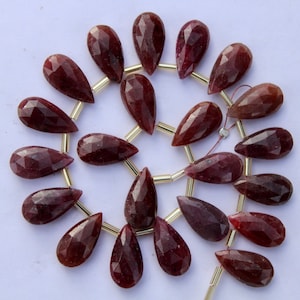 Natural, 20 pieces faceted ruby gemstone pear briolette beads, 9 x 18 mm app, ruby teardrops, gemstone beads, ruby, natural beads