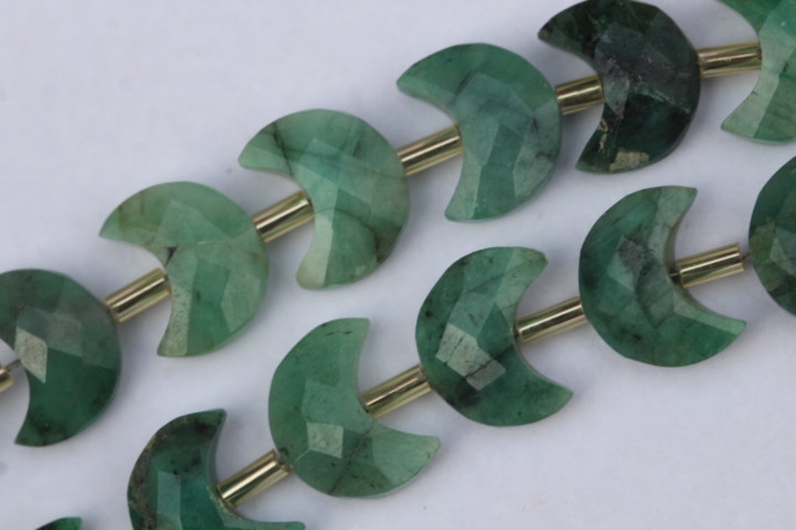 Natural faceted emerald Gemstone Moon 11 piece Crescent Moon Etsy