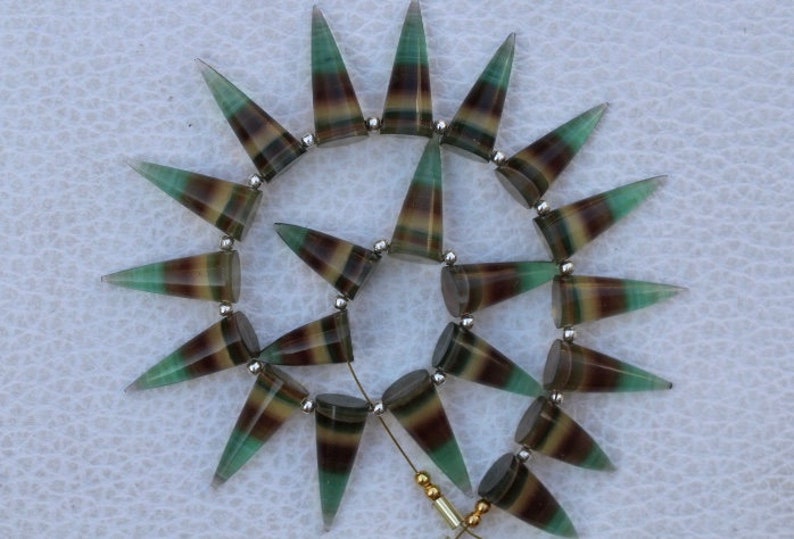fluorite fancy gemstone 7 x 20 mm approx...natural fluorite gems 19 piece faceted Fancy FLUORITE cone gemstone beads 7 x 14 unique