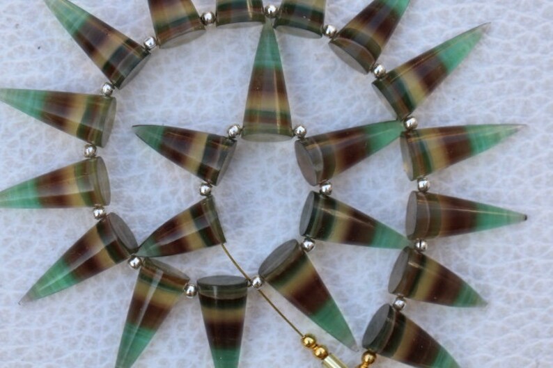 fluorite fancy gemstone 7 x 20 mm approx...natural fluorite gems 19 piece faceted Fancy FLUORITE cone gemstone beads 7 x 14 unique