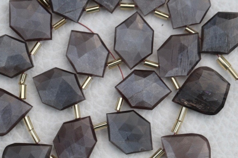 mystic drilled AA+ 18 pieces faceted fancy drilled COFFEE MOONSTONE briolette beads leaf and hexagonal...wholesale price custom orders