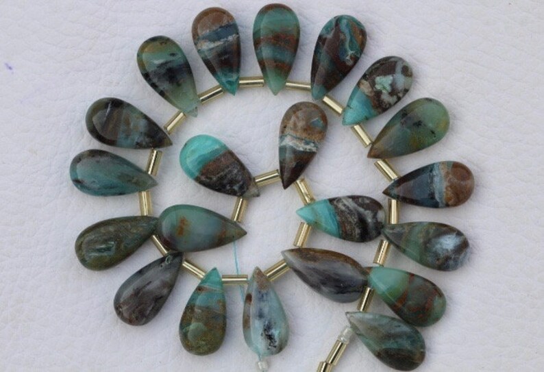 drilled mystic PO3 20 piece smooth Pear Peruvian OPAL briolette beads 9 X 18 mm approx...wholesale price low price custom orders rare