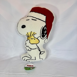 Peanuts Snoopy Weihnachten Weiß Sherpa Gesticktes Dekor Dekokissen Woodstock