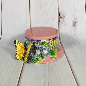 Vintage Rare Butterfly Trinket Box Dish With Lid Fitz and Floyd