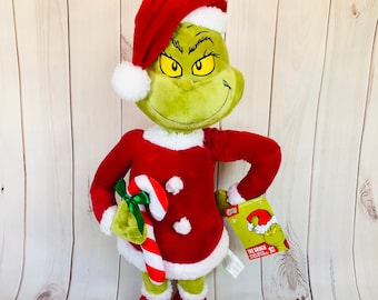 The Grinch Holiday Greeter Christmas Santa Suit Holding Candy Cane 22”