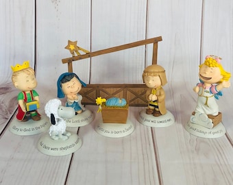 Christmas Peanuts Gallery Nativity Figurines Set of 7