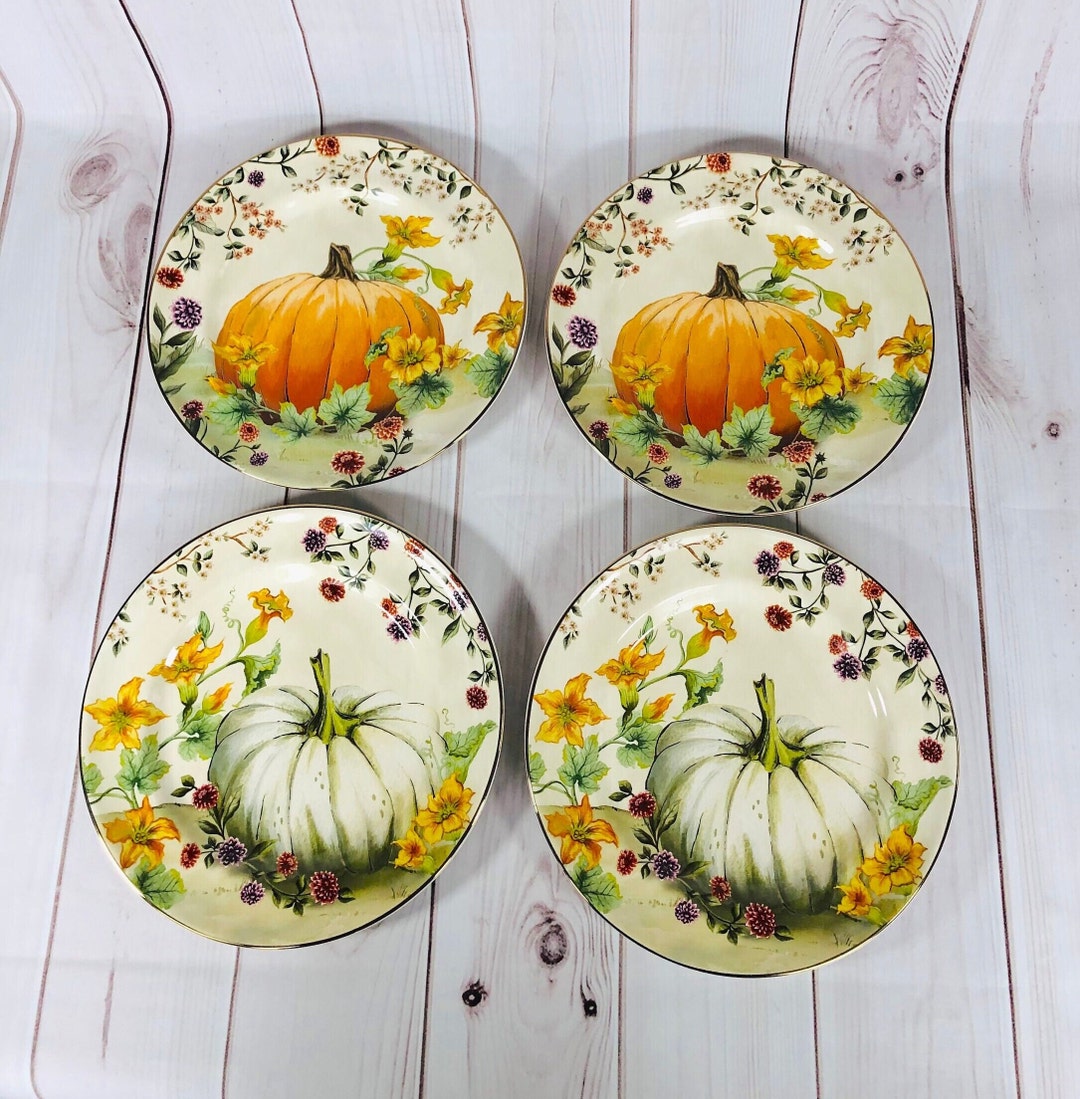 Pottery Barn Botanical Harvest Pumpkin Fall Stoneware Salad Etsy