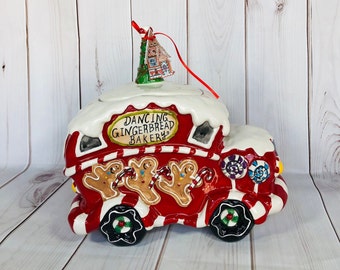 Blue Sky Clayworks Dancing Gingerbread Bakery Christmas Cookie Jar