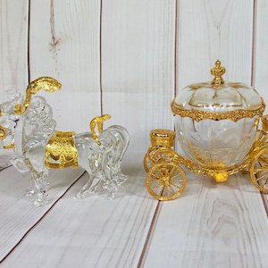 Vintage 1989 Cinderella’s Magic Coach Carriage & Horse Set Franklin Mint