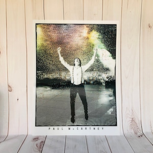 Litografia 3D de Paul McCartney com fundo de confete