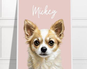 Geïllustreerd huisdier portret hond of kat tekening huisdier Memorial Art verlies cadeau sympathie aandenken afdrukbare muur decor gepersonaliseerd van foto