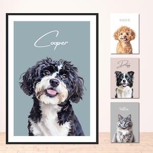 Pet Portrait, Illustrated Custom Portrait, Personalized Dog Wall Art, Pet Memorial Ideas, Digital, Couple Gift