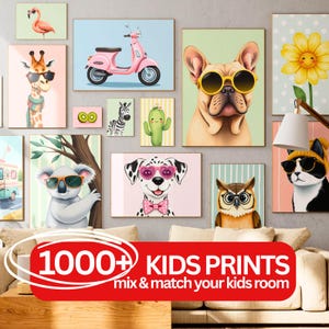 Oltre 1000 stampe per la cameretta dei bambini, set di stampe da parete, stampe da parete per la cameretta dei bambini, decorazioni per la sala giochi, stampe per la cameretta dei bambini, stampe da parete eclettiche, bundle di stampe da scaricare digitali