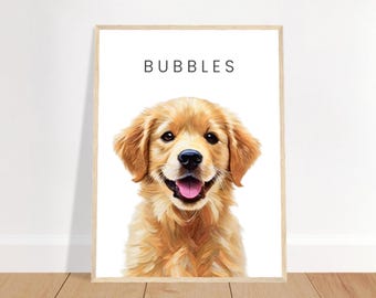 Custom Dog Portrait Illustration Pet Lover Gift Memorial Keepsake Sympathy Present Printable Wall Art Personalized Drawing From Photo