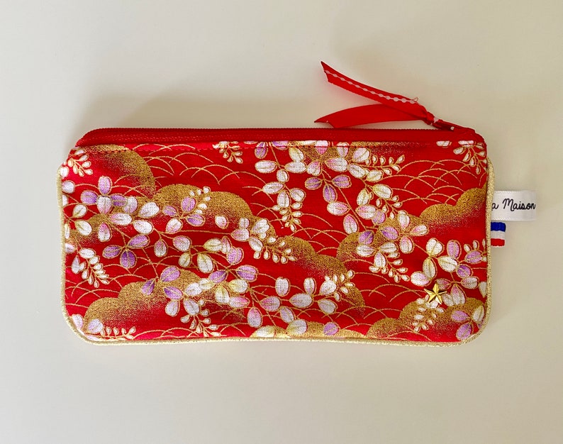 Etui à lunettes 2 en 1 Rouge-Fleurs