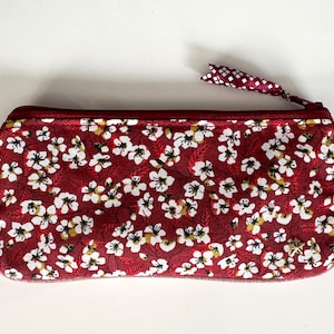 Etui à lunettes 2 en 1 Bordeau fleurs