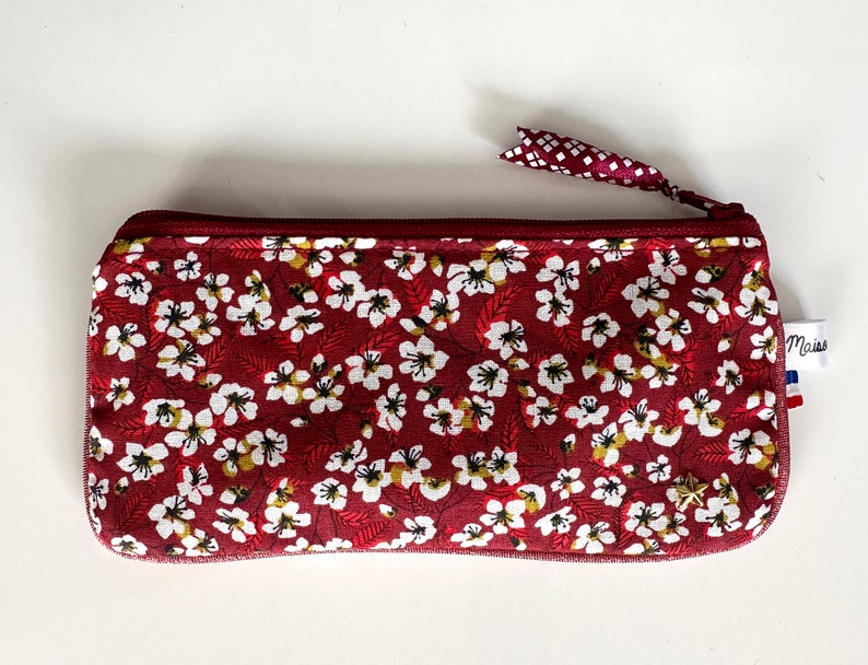 Etui à lunettes 2 en 1 Bordeau fleurs