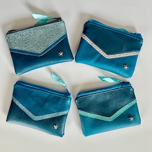 Porte monnaie/ porte cartes VICTOIRE en simili cuir bleu canard