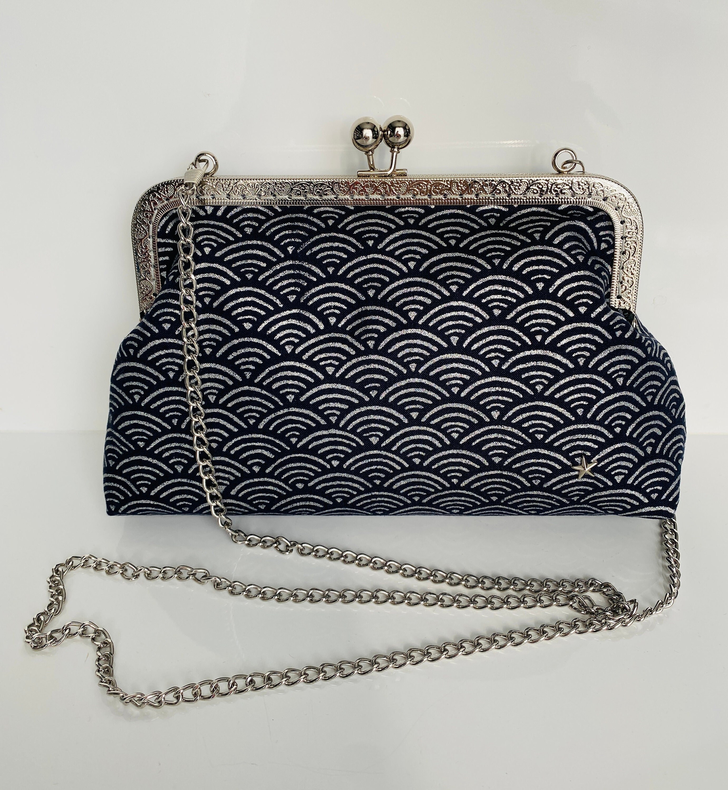 Petit Sac à Main Vintage En Métal Argenté Avec Pierres D'agate - Occasion - Sac Collector