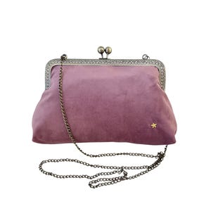Sac à main Henriette fermoir rétro et Tissu velours vieux rose