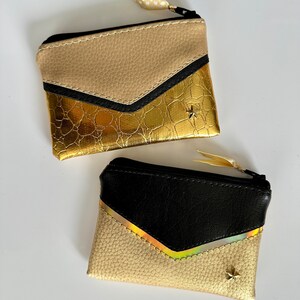 Porte monnaie/ porte cartes VICTOIRE en simili cuir et tissu