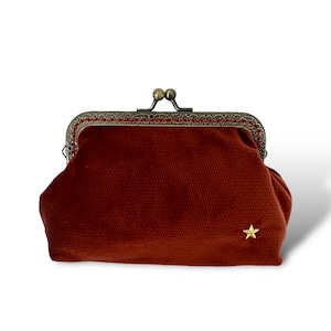 Ramona clutch - Terracotta velvet, metal clasp