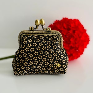 Henriette purse Small Flowers, metal clasp Taille S noir