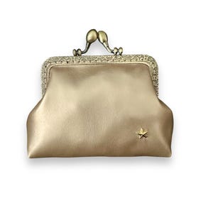 Porte-monnaie Henriette - Simili cuir doré, fermoir métal