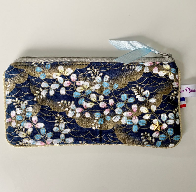 Etui à lunettes 2 en 1 Bleu Marine-Fleurs