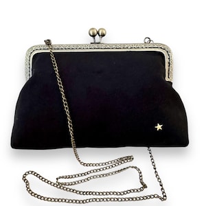 Sac à main Henriette fermoir rétro et Tissu velours noir