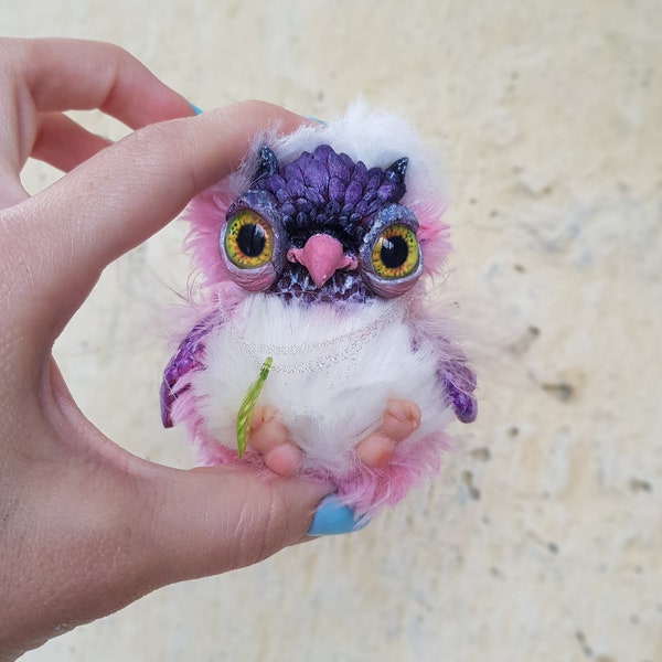 Owl ART Doll argile miniature Fantasy jouet animal Mignon hibou poupée artiste de collection