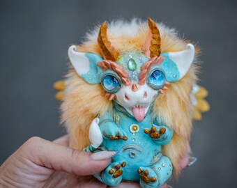 FANTASY PLUSH CREATURE. Ooak dragon Art doll. Dragon art doll. Spring keeper dragon.