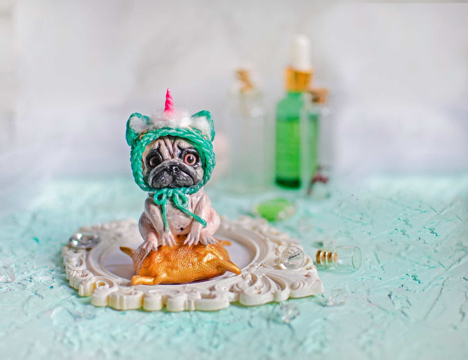 Pug made of polymer clay. Small figurine of a pug made of | Etsy