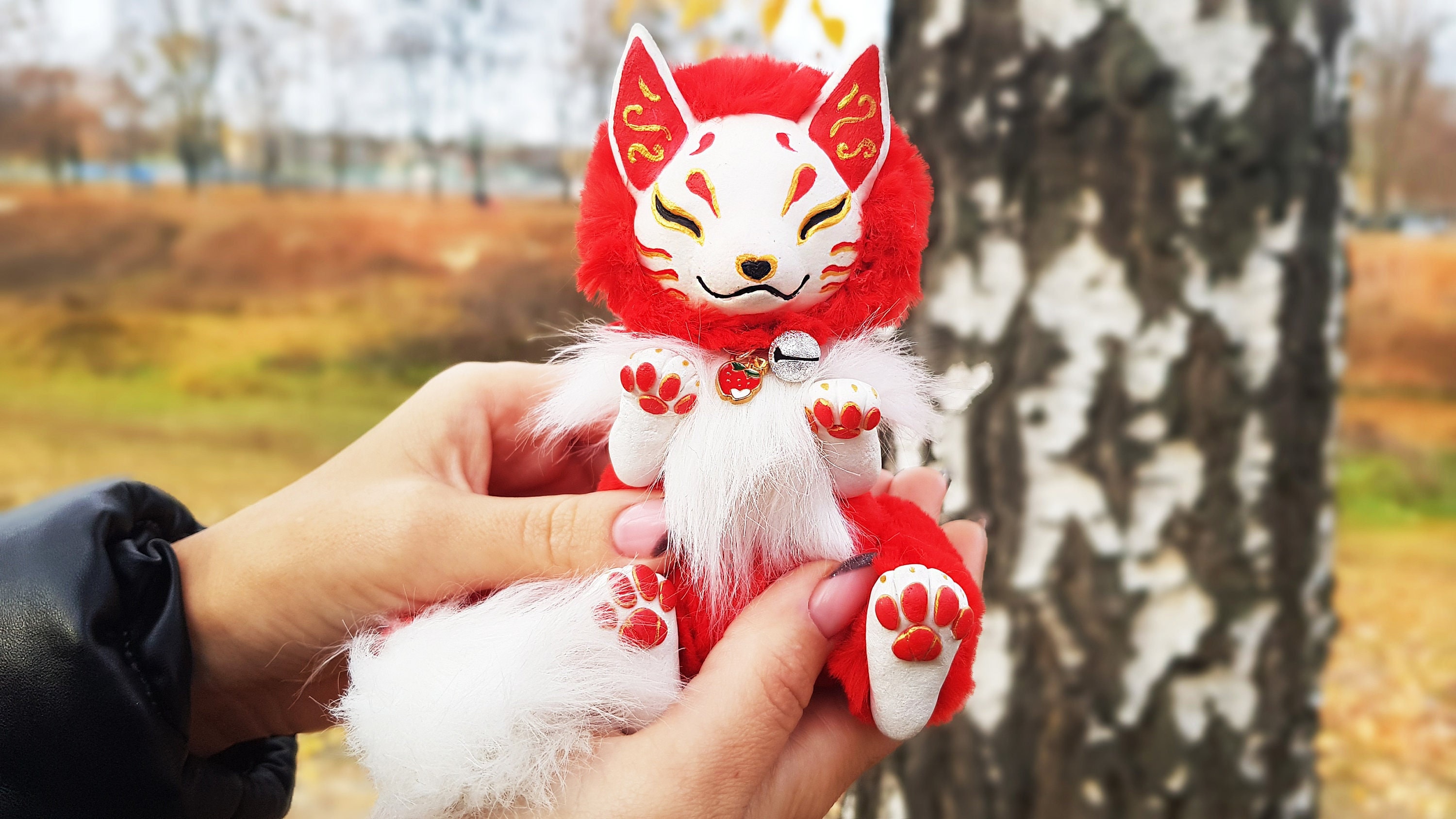 1pc Kawaii 23-25cm Nine-tailed Fox Toys Soft Plush Fox Tree Demon