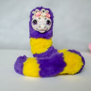 Caterpillar toy. Fantasy creature art doll. Caterpillar plush toy. Worm art toy. Worm poseable toy.
