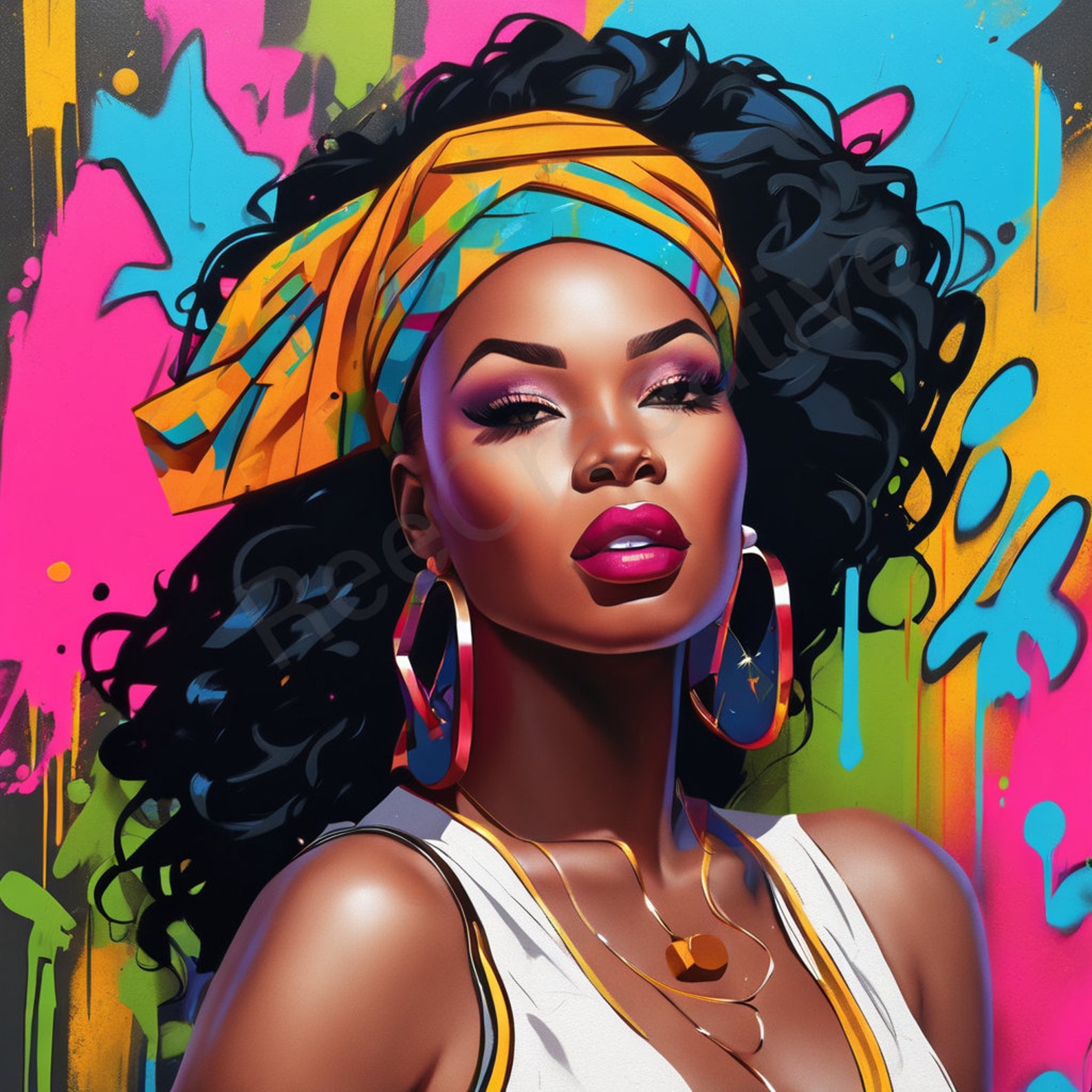 Graffiti Black Woman Stylish 4 - Etsy