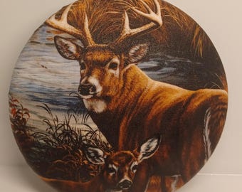 White Tail Deer Wreath Center, Buck und Rehkitz DIY-Kranz-Herstellungs-Versorgungsmaterial 6,25 Zoll, die wild lebenden Tiere, die Natur, das Design im Freien. Handgefertigt