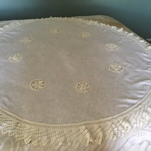 Linen Crocheted Tablecloth