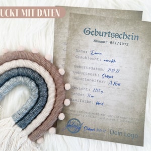 Geburtsurkunde "historisch" | Gedruckt MIT Daten | A5-Format | für Reborner | Beilage für das Boxopening von Rebornbabys