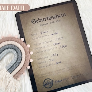 Geboorteakte "historisch" | Digitale versie | A5-formaat | voor Reborner | Supplement voor de doosopening van Rebornbabys