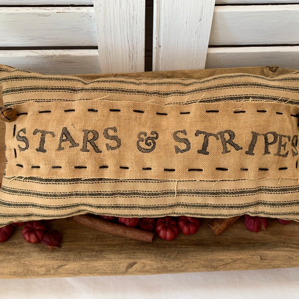 10" X 5" Primitive Americana Pillow Tuck, Patriotic Shelf Sitter